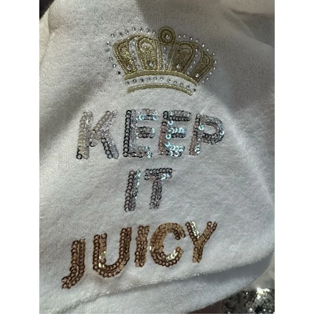 Juicy couture XS terry velour bling  dog/cat pet clothes hoodie nwt crown sequin